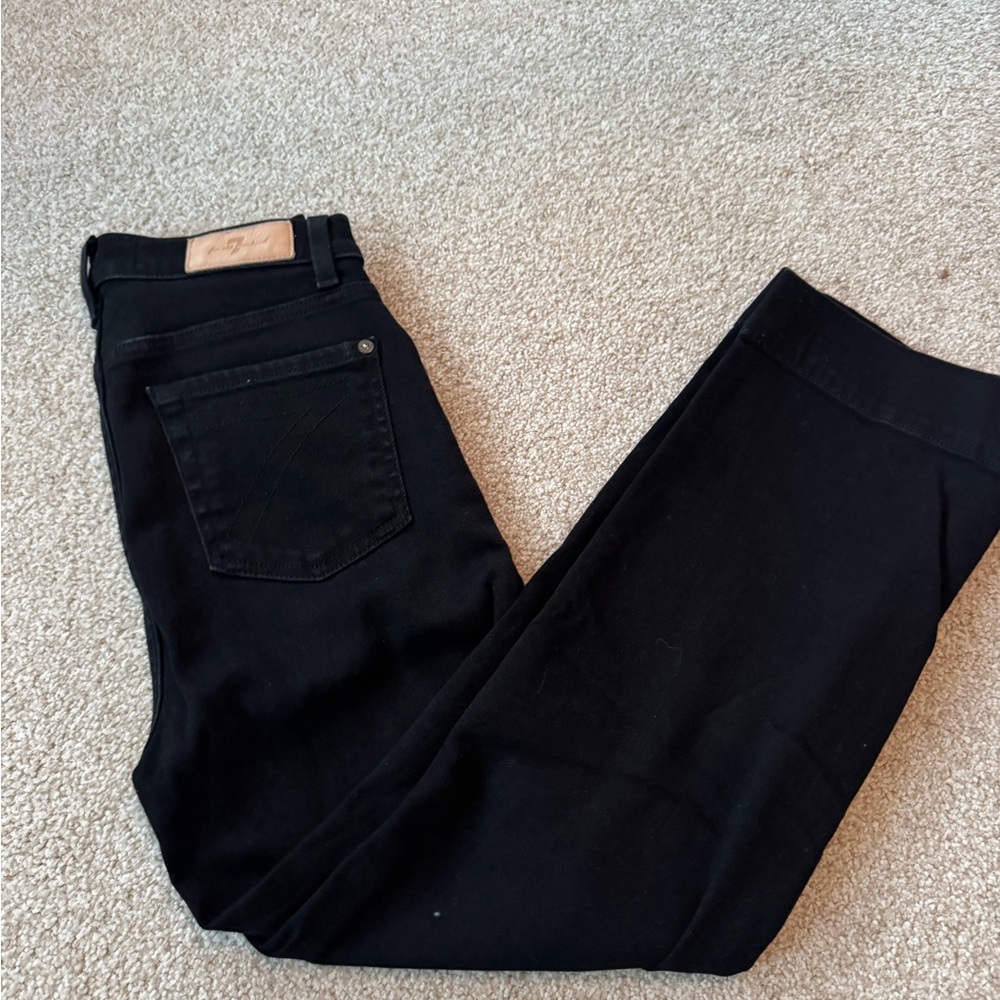 7 For All Mankind Black Straight Leg Jeans